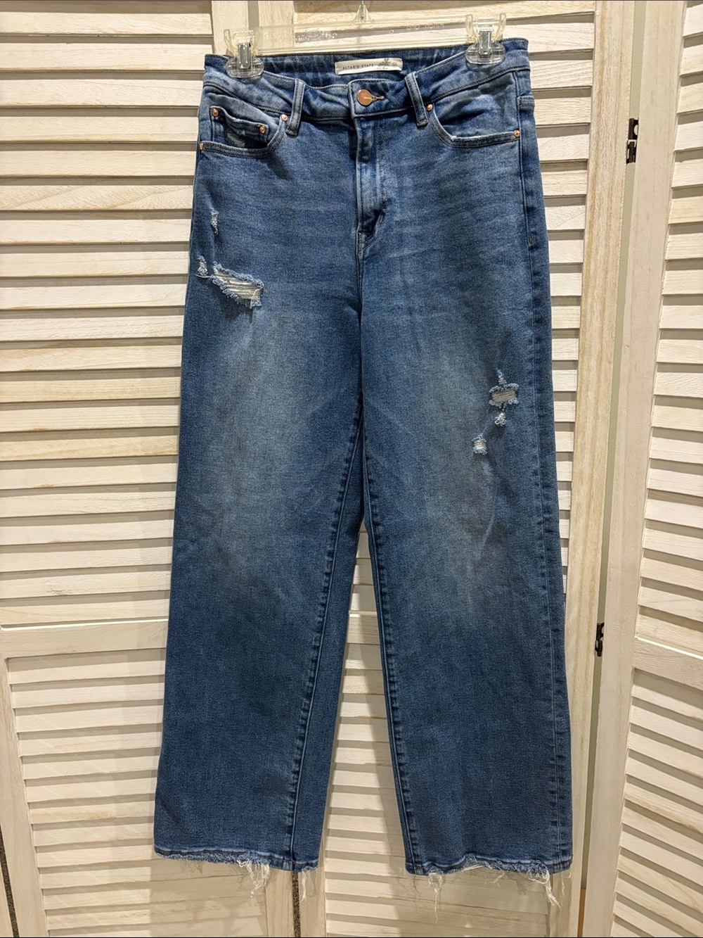 Altar'd State Medium Blue Distressed Straight-Leg Jeans